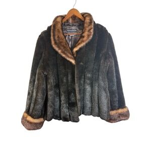 Pamela McCoy VTG Women's Sz Large Faux fur Tiger Mills Modacrylic Cape Jacket